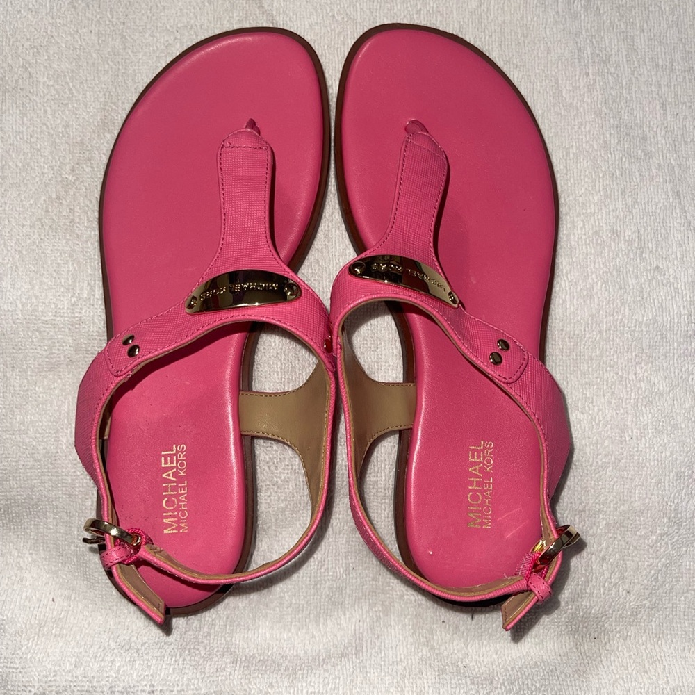 Michael Kors Pink Sandals with gold accents